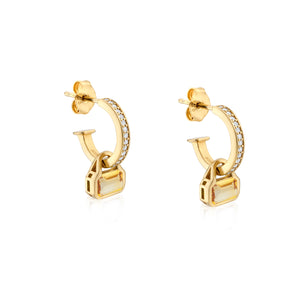 November: Citrine Charms on White Topaz Hoops