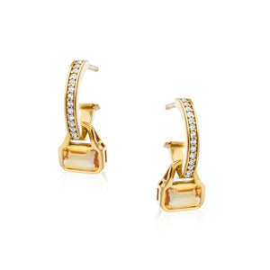 November: Citrine Charms on White Topaz Hoops