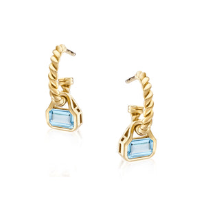 December: Swiss Blue Topaz Charms on Twisted Hoops
