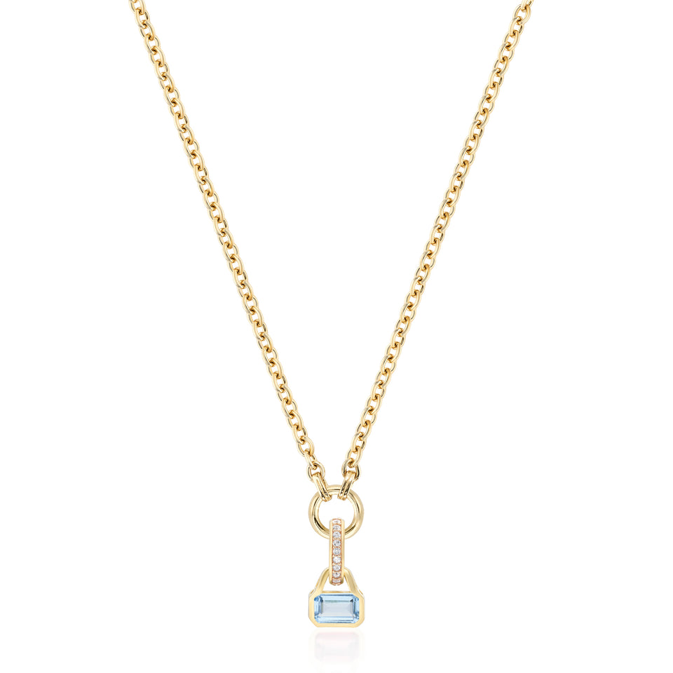 December: Swiss Blue Topaz Charm on Carrier Chain