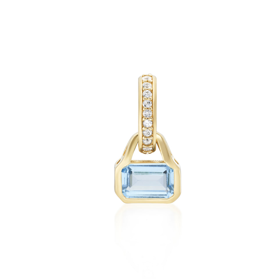 December: Swiss Blue Topaz Charm on Carrier Chain