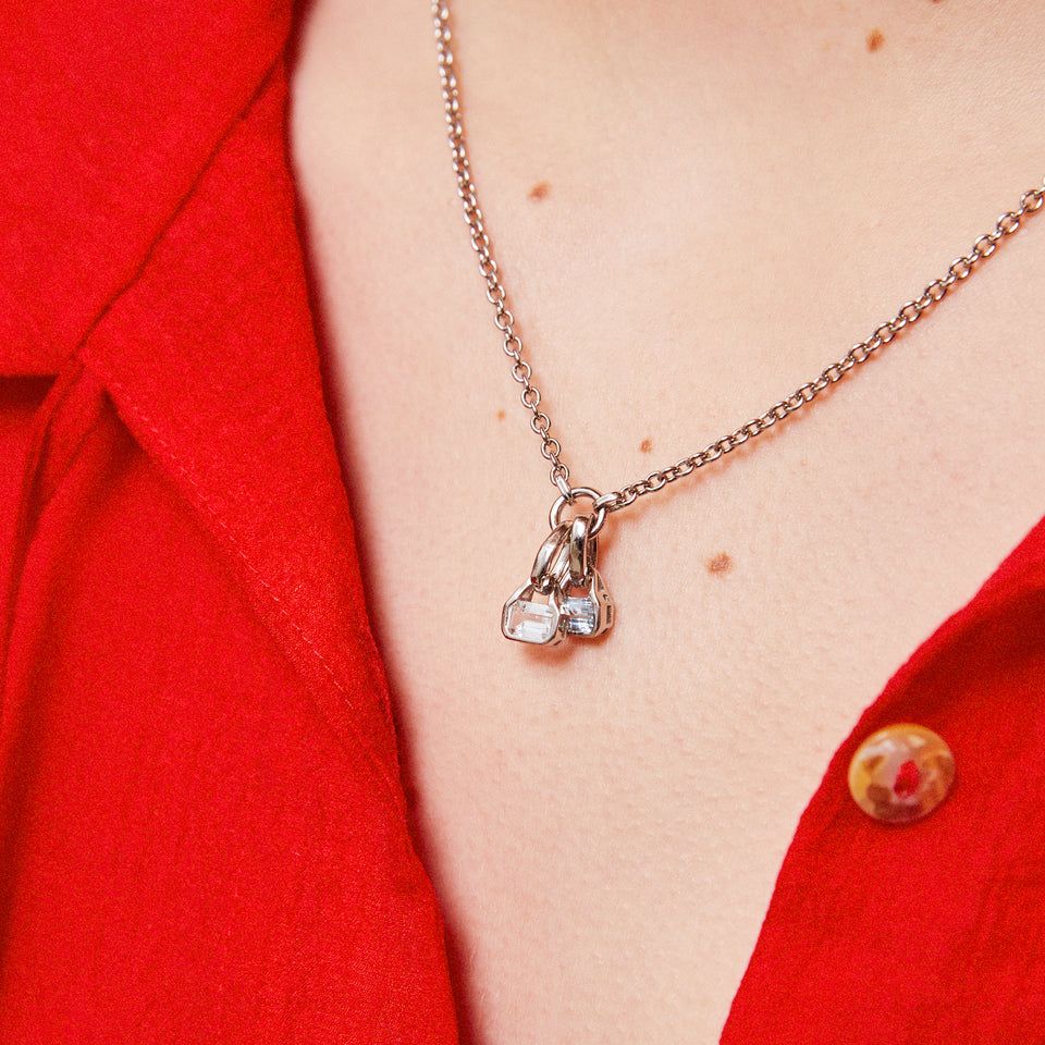 April: White Topaz Charm