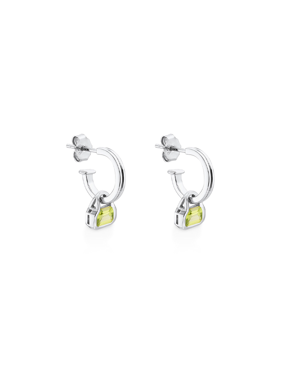 August: Peridot Charms on Double Row Hoops