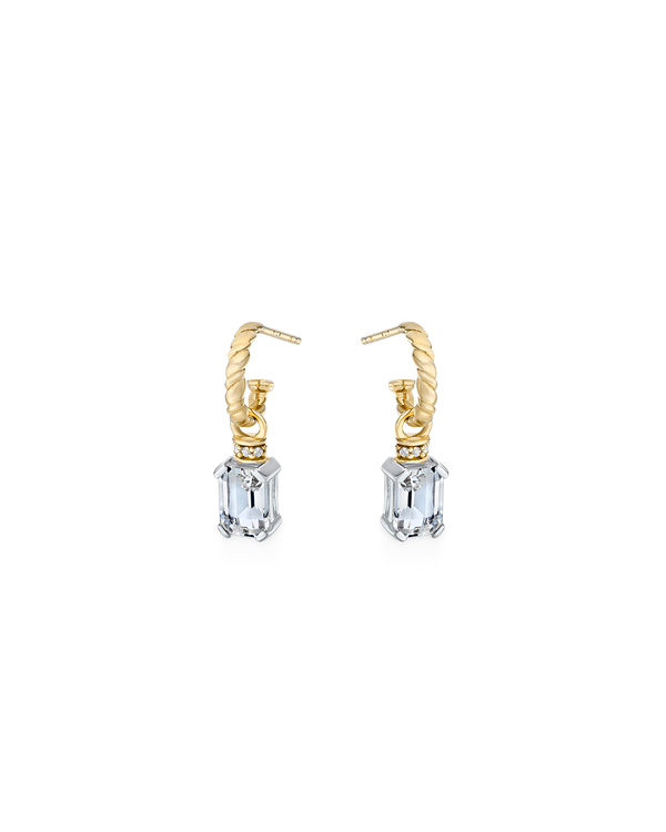 Emerald Cut Charms on Twisted Hoops