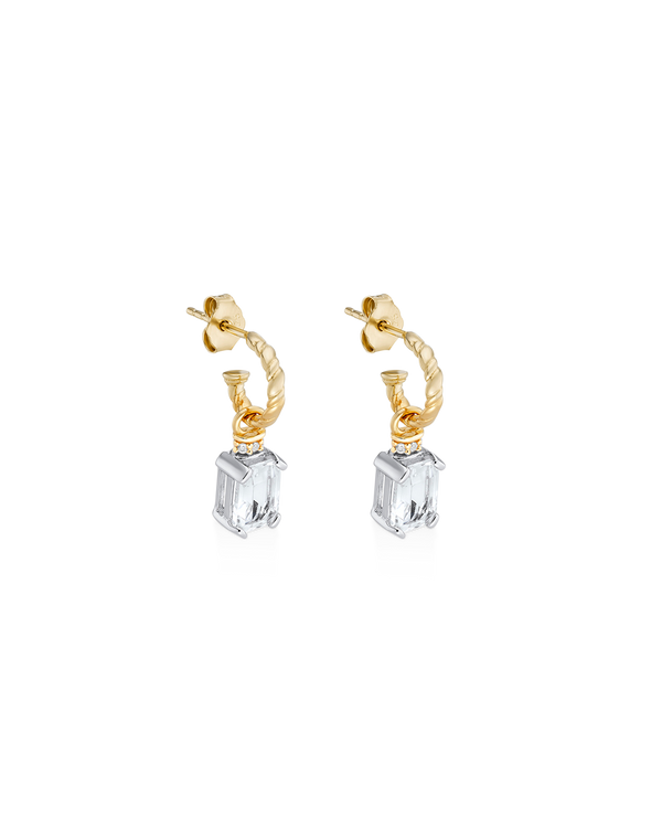 Emerald Cut Charms on Twisted Hoops
