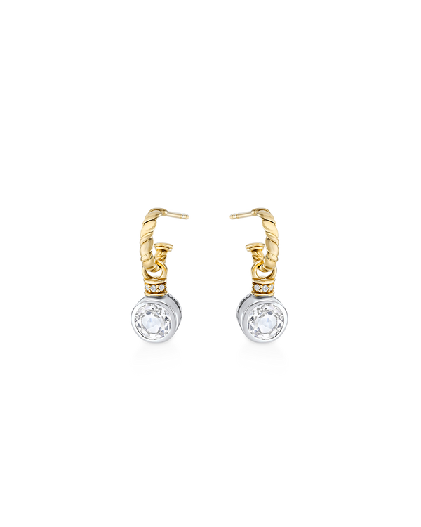 Brilliant Cut Charms on Twisted Hoops