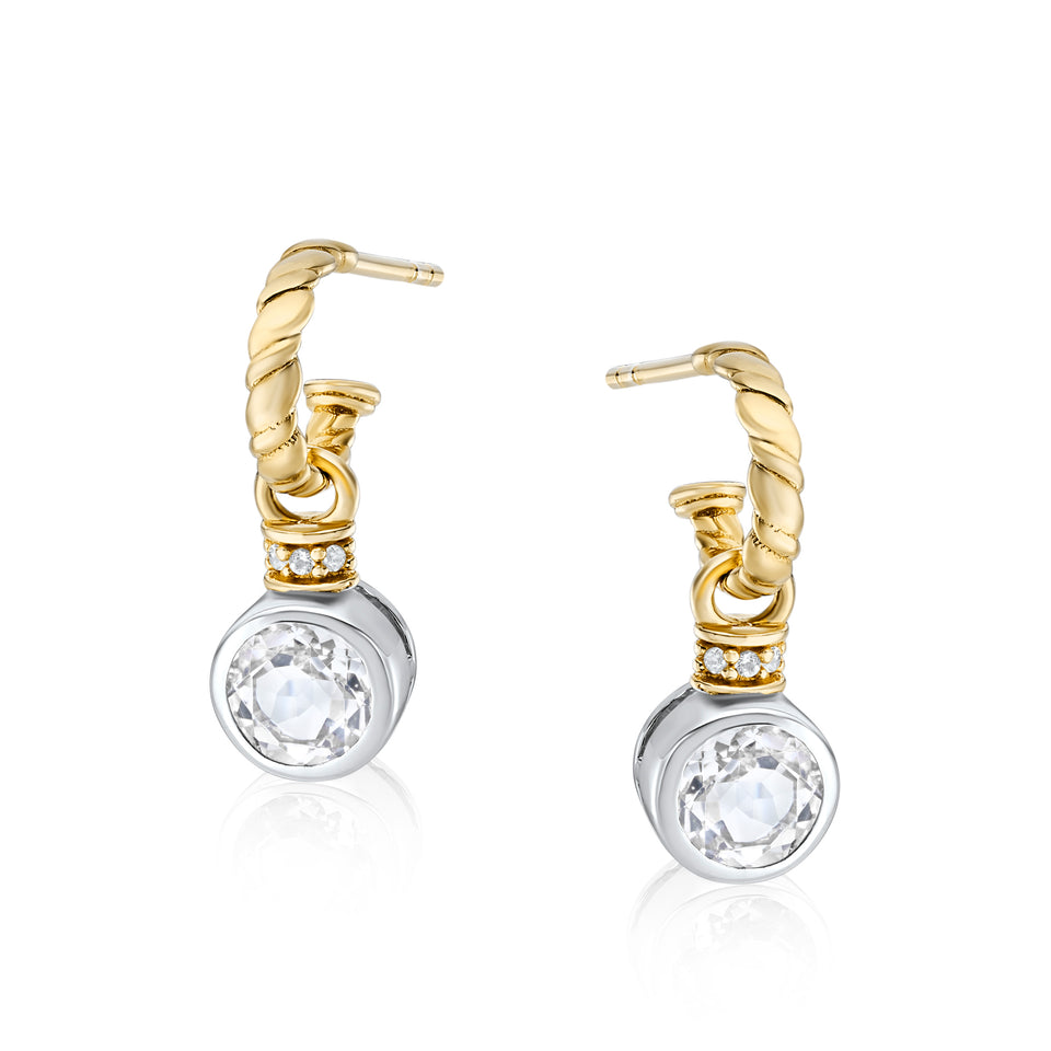 Brilliant Cut Charms on Twisted Hoops