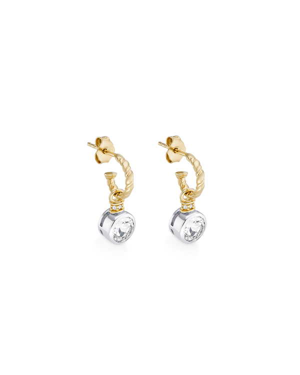 Brilliant Cut Charms on Twisted Hoops