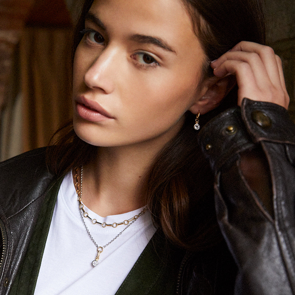 Brilliant Cut Charms on Twisted Hoops
