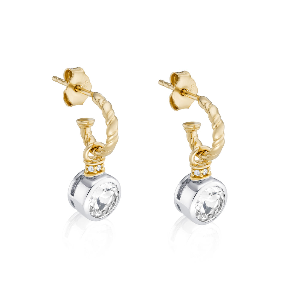 Brilliant Cut Charms on Twisted Hoops