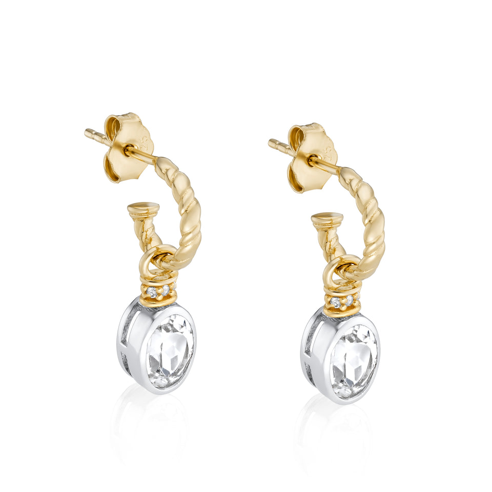 Oval Cut Charms on Twisted Hoops