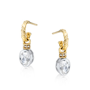 Oval Cut Charms on Twisted Hoops