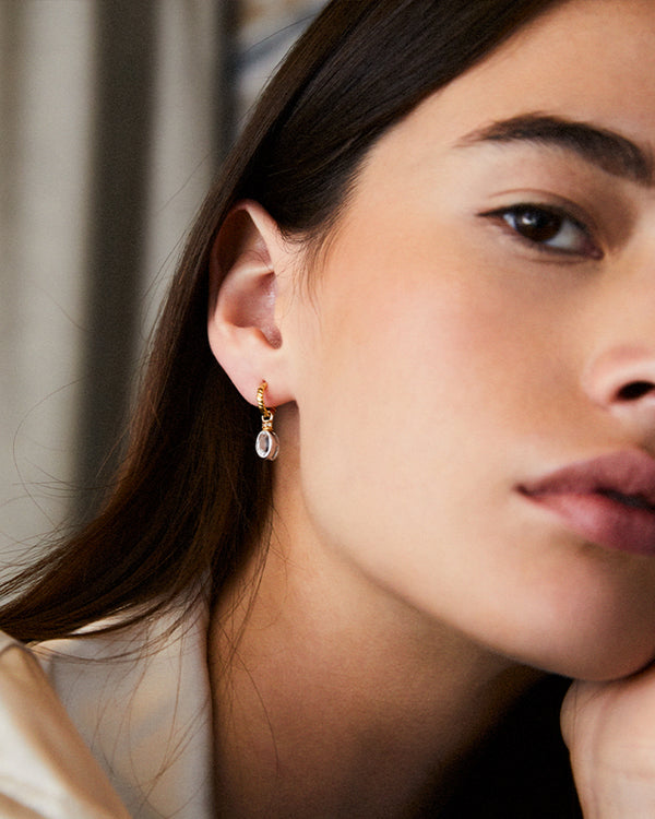 Oval Cut Charms on Twisted Hoops
