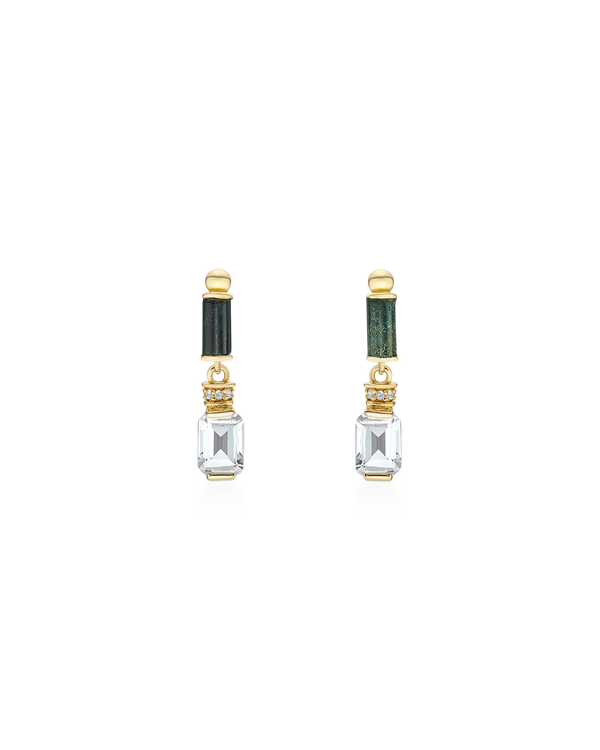 Column Emerald Cut Drop Earrings