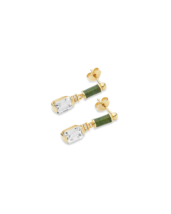 Column Emerald Cut Drop Earrings