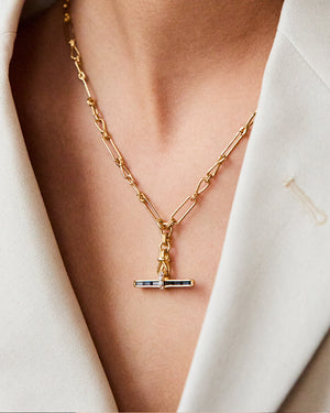 Jeane T-Bar Necklace on Heavy Chain
