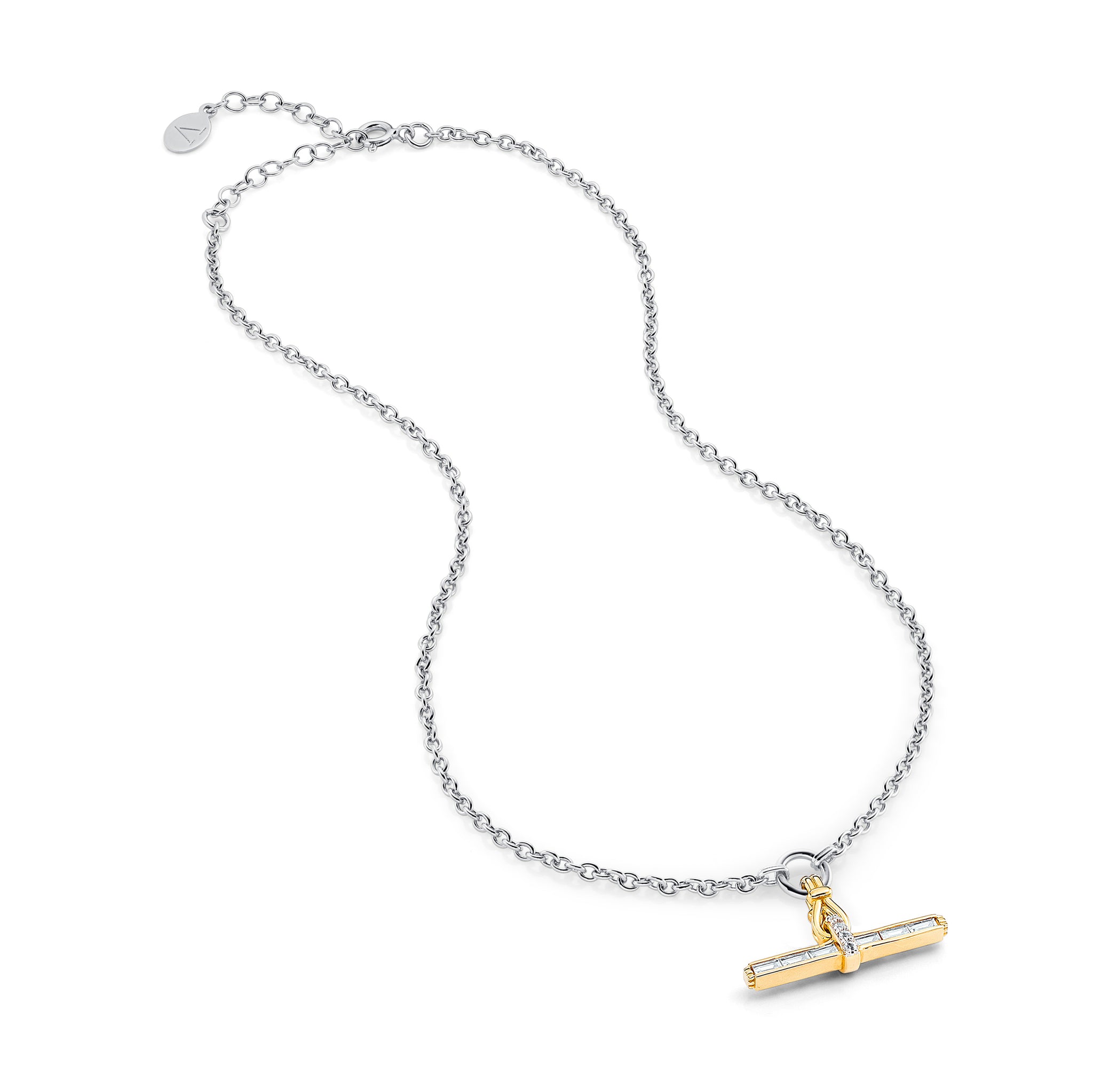 Jeane T-Bar Necklace on Belcher Chain