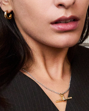 Jeane T-Bar Necklace on Belcher Chain