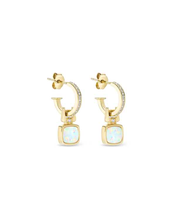 Liberty Exclusive White Topaz and Synthetic Opal Drop Hoop Earrings
