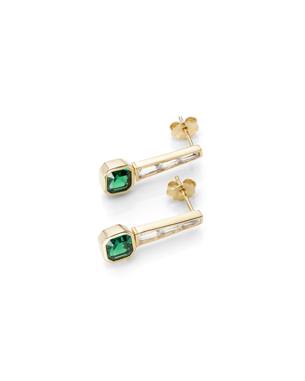 Liberty Exclusive White Topaz and Green Stone Drop Earrings