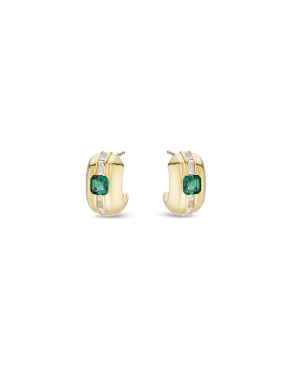 Liberty Exclusive: Green Stone and White Topaz Chunky Hoop Earrings