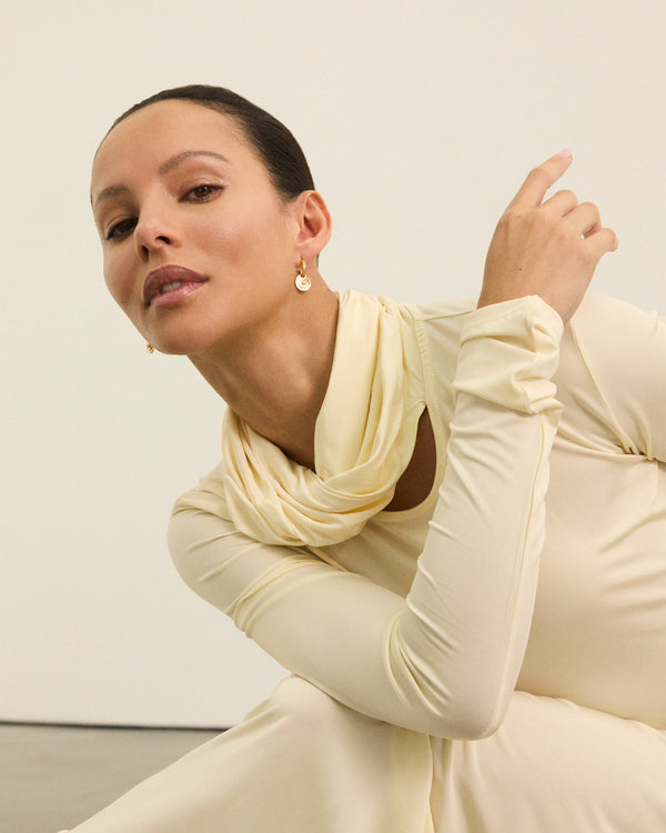 Edith White Topaz Hoop Earrings