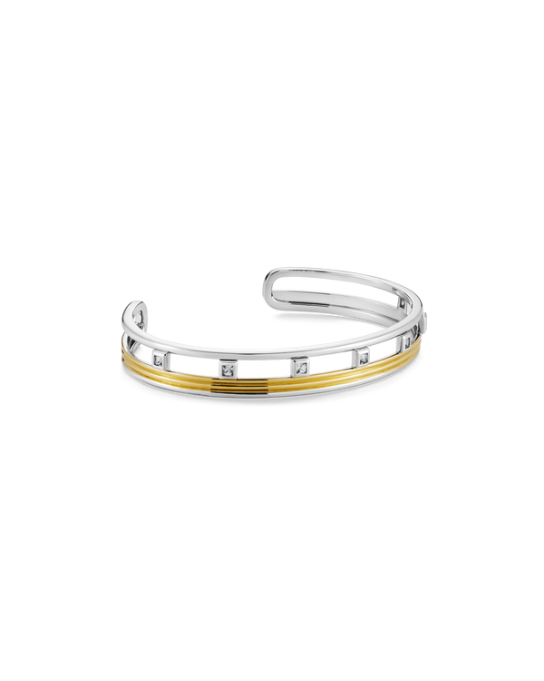 Grid Mixed Metal Bangle