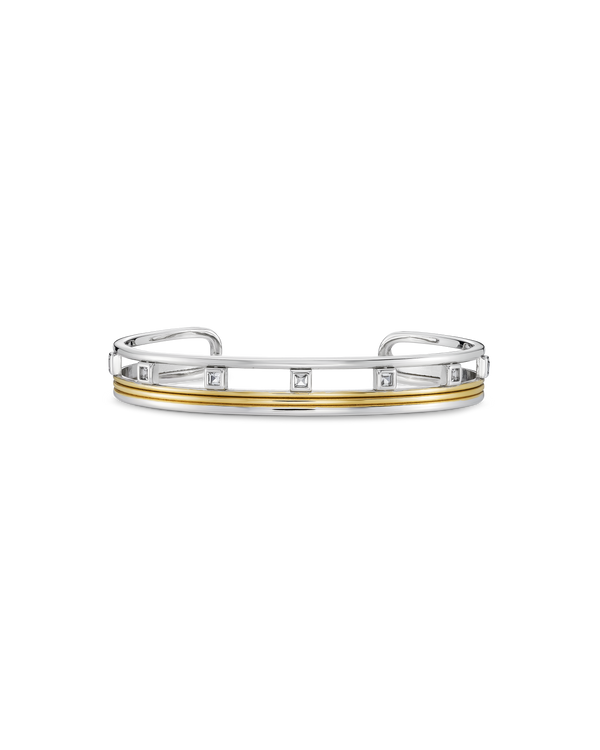 Grid Mixed Metal Bangle