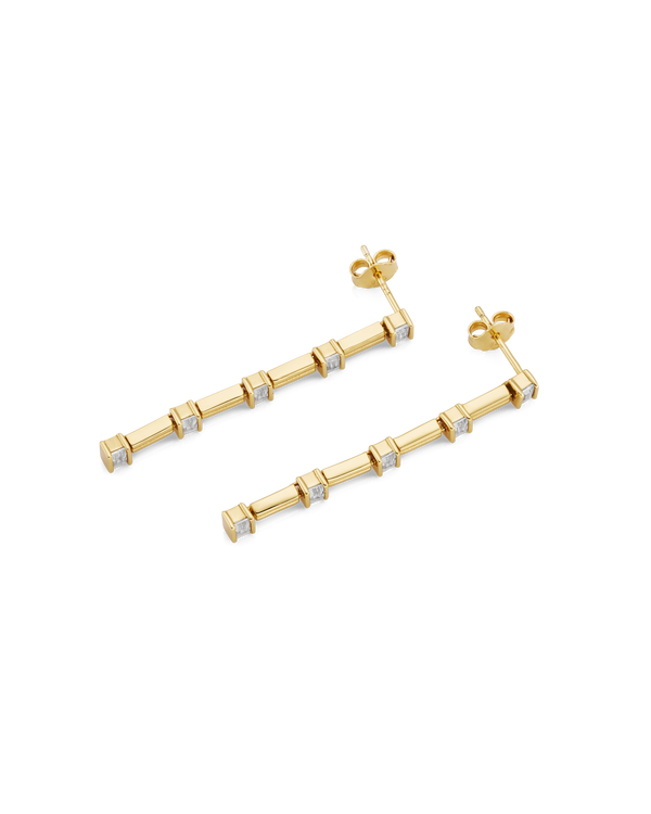 Grid Gold Drop Earrings