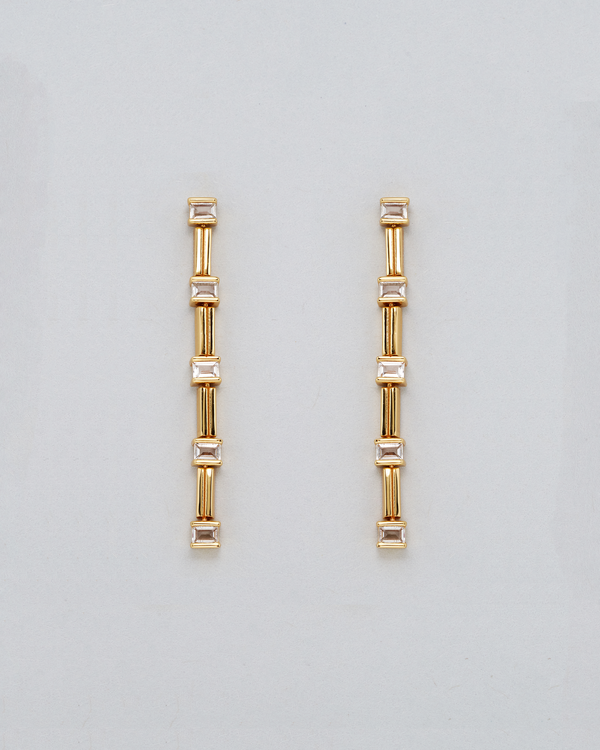 Grid Gold Drop Earrings