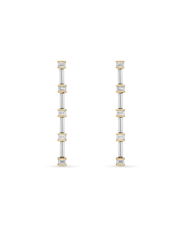 Grid Mixed Metal Drop Earrings