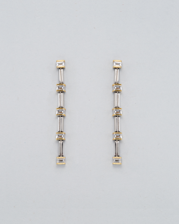 Grid Mixed Metal Drop Earrings