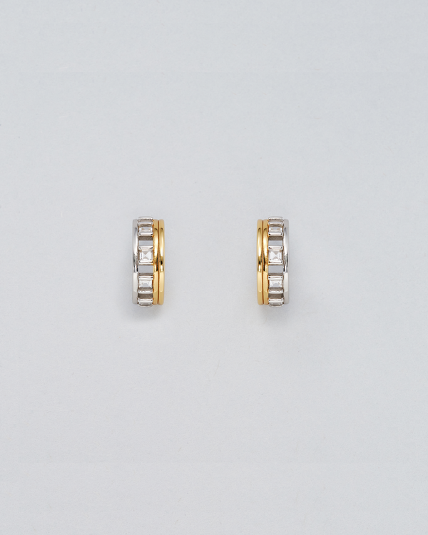 Grid Mixed Metal Hoop Earrings