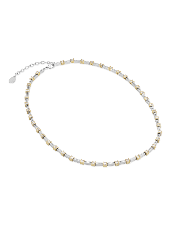Grid Mixed Metal Necklace