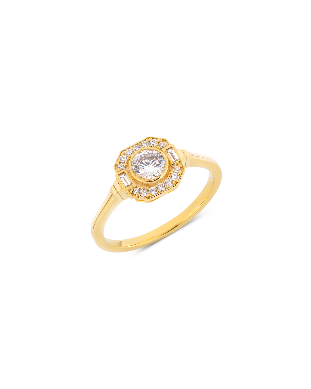 Asscher Art Deco halo ring in yellow gold | Engagement Rings | V by ...