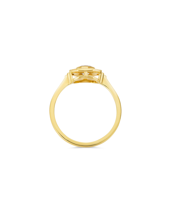 Asscher Art Deco halo diamond ring in yellow gold