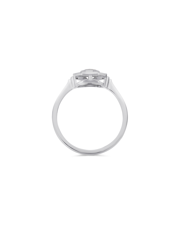 Asscher Art Deco diamond halo ring in white gold