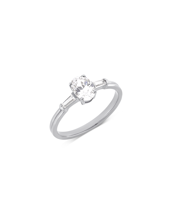 Illusion bullet & oval cut diamond ring in white gold