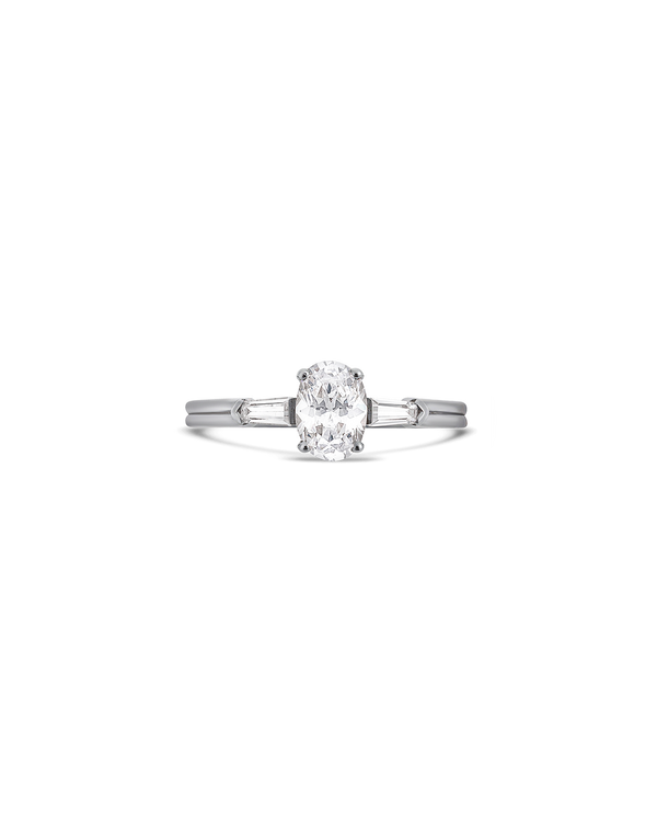Illusion bullet & oval cut diamond ring in white gold