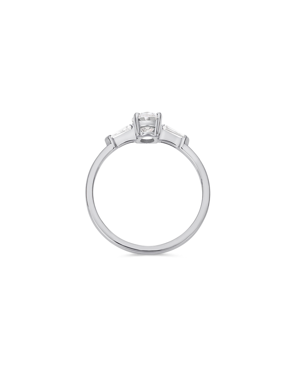 Illusion bullet & oval cut diamond ring in white gold