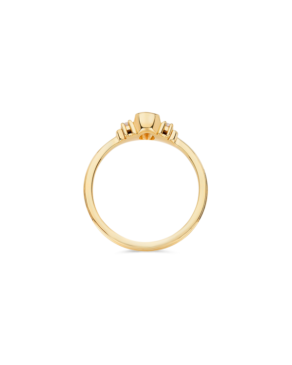 Deco oval cut solitaire diamond ring in yellow gold