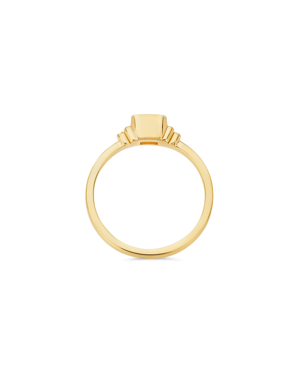 Deco emerald cut solitaire diamond ring in yellow gold