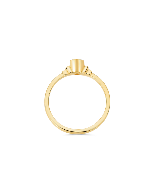Deco brilliant cut solitaire diamond ring in yellow gold