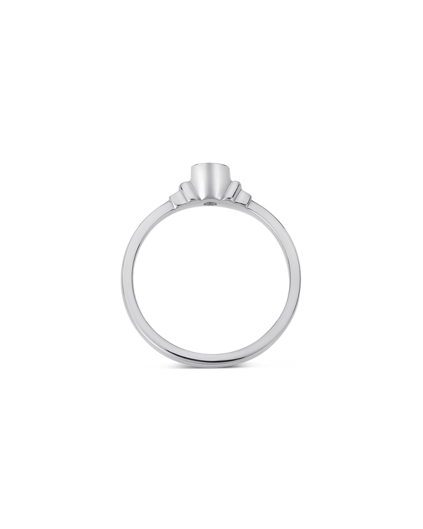 Deco brilliant cut solitaire diamond ring in white gold