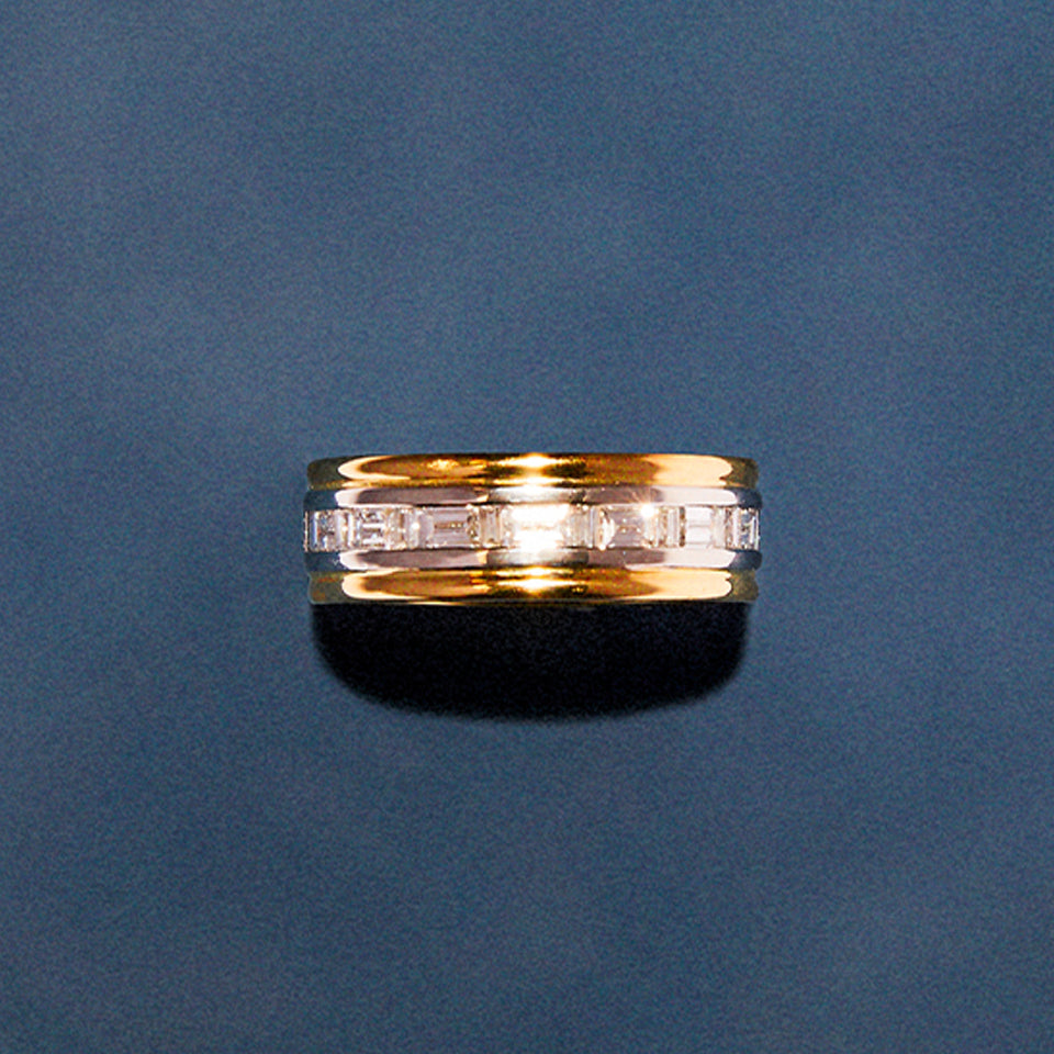 Two Tone Baguette Cut Chunky Band