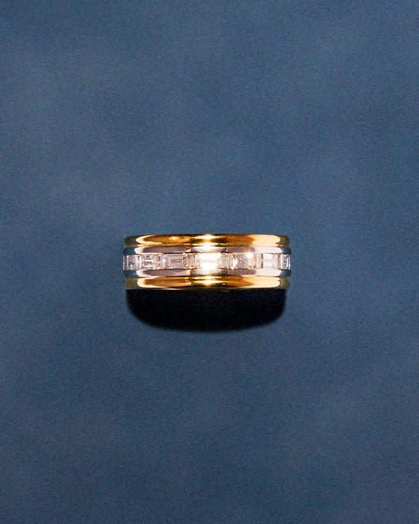 Two Tone Baguette Cut Chunky Band