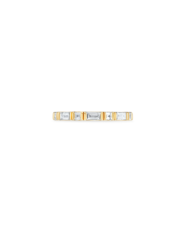 Carré and Baguette Cut Double Ridge Band