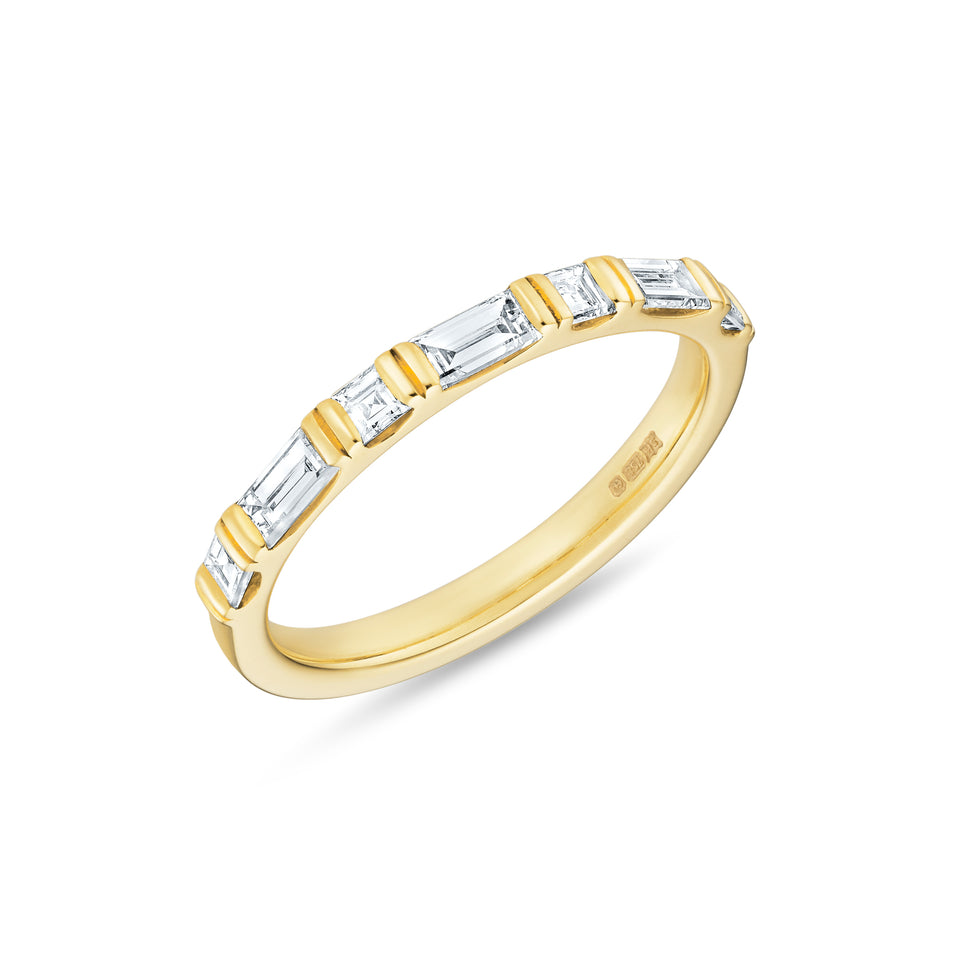 Carré and Baguette Cut Double Ridge Band