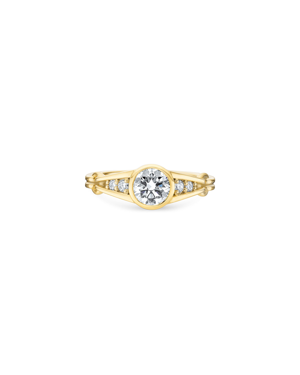Bezel Set Brilliant Cut Ring with Double Ridged Band