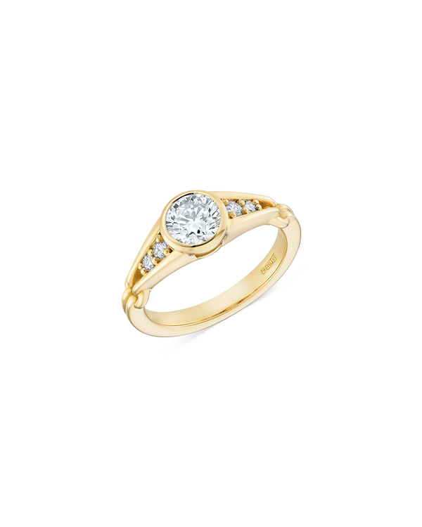 Bezel Set Brilliant Cut Ring with Double Ridged Band